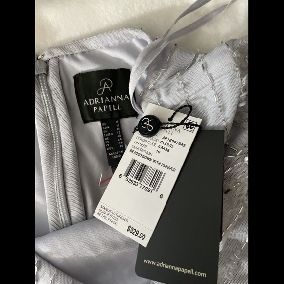 NWT Adrianna Papell‎ Sequin Beaded 3/4 Sleeve Gown - Picture 15 of 15